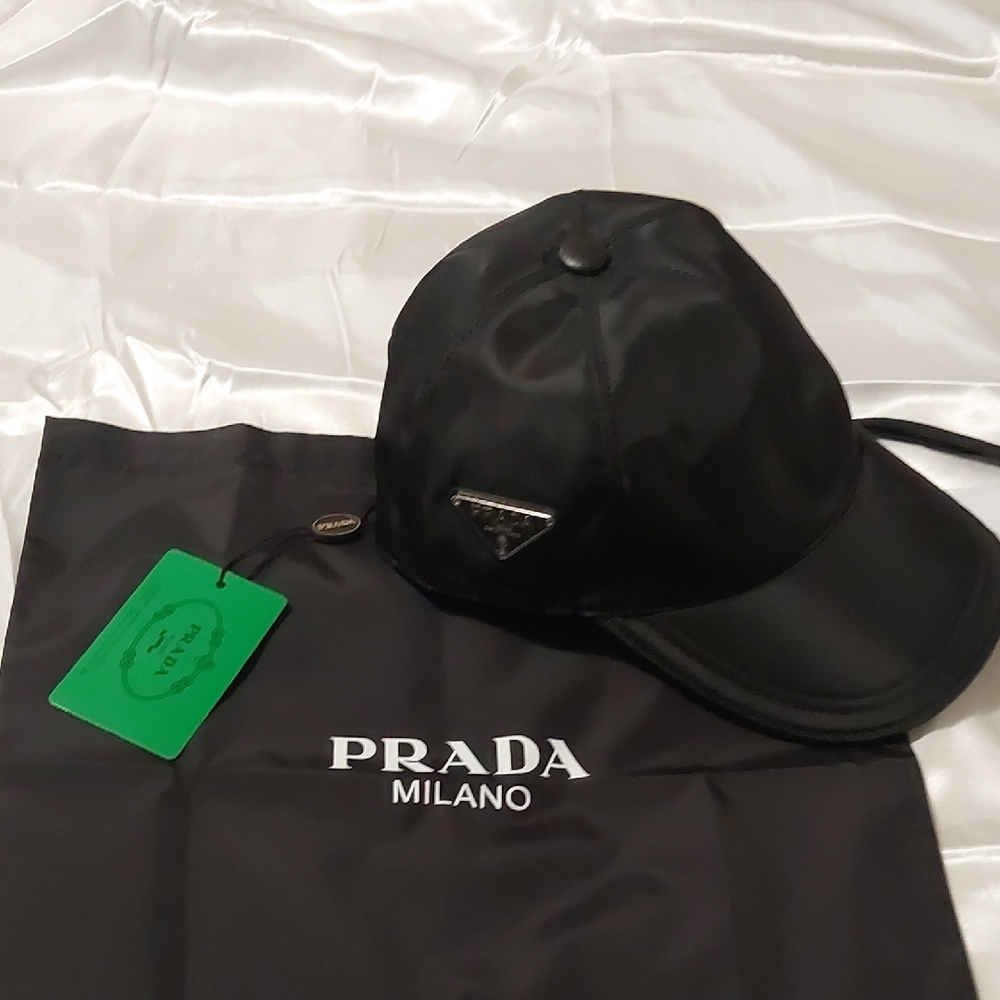 Prada Black Nylon Baseball Cap with Triangle Logo